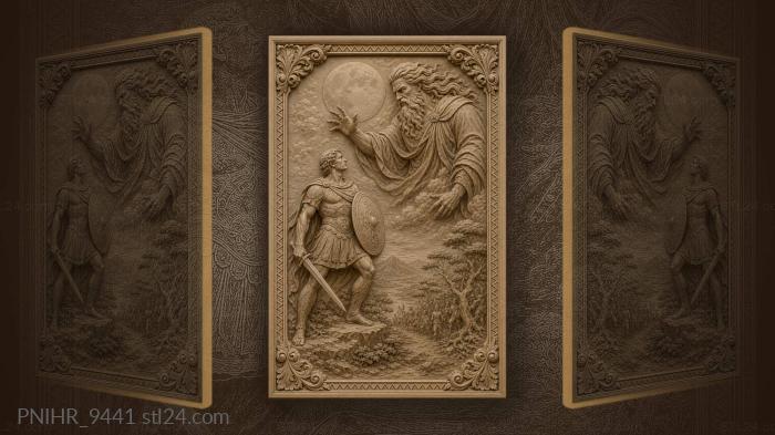 Warrior facing divine celestial being 3d STL model