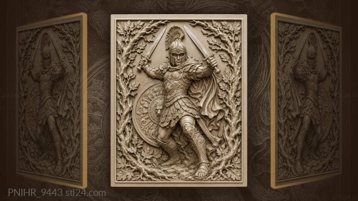 Two swords above a crested helm 3d STL model