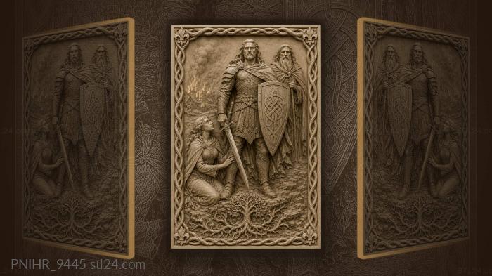 Kneeling woman at the feet of a knight 3d STL model
