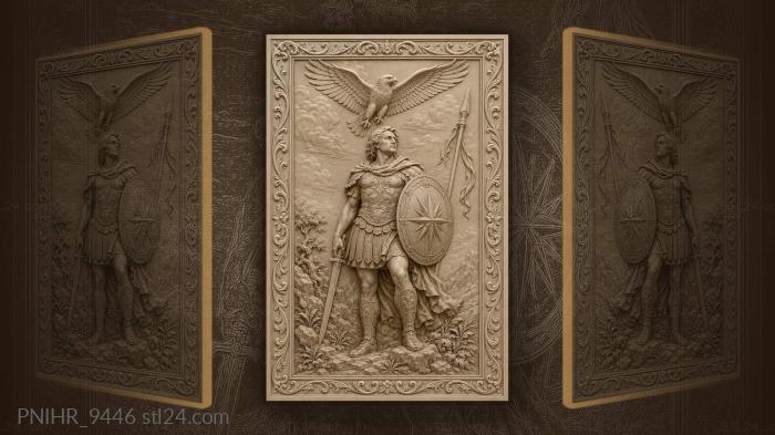 Compass rose shield beneath a soaring eagle 3d STL model