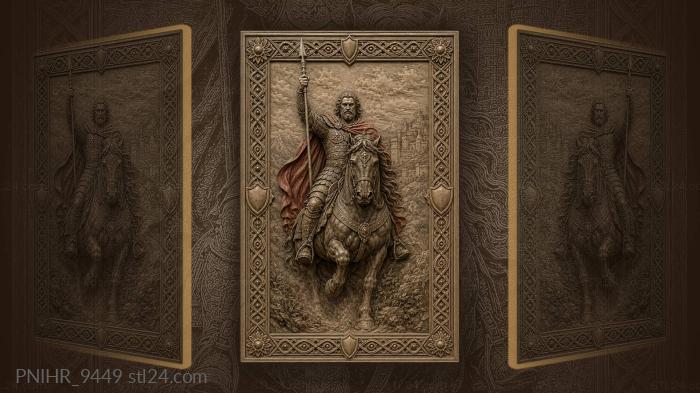 Red cloak and a lifted spear 3d STL model