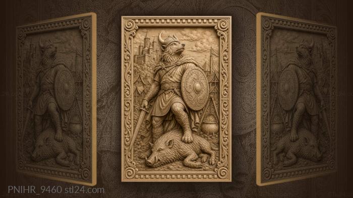 Wolf warrior over fallen boar 3d STL model
