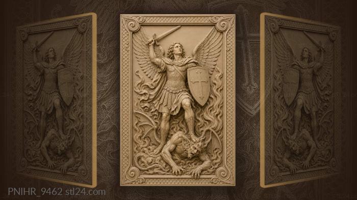 Archangel michael defeats the fallen demon 3d STL model