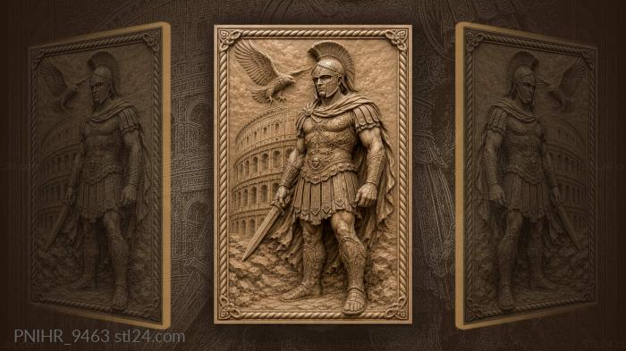 Warrior with colosseum and eagle 3d STL model