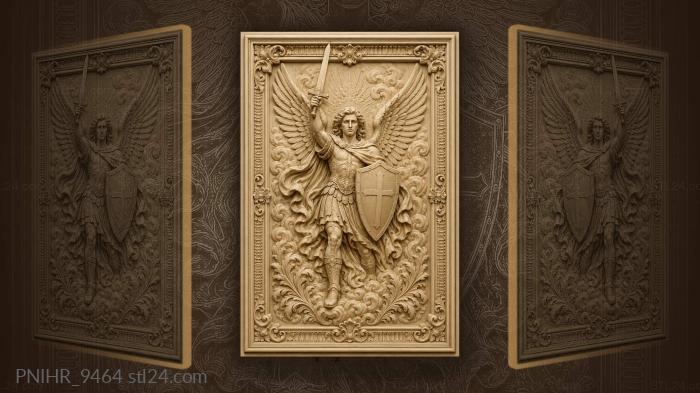 Winged fighter with a cross shield 3d STL model