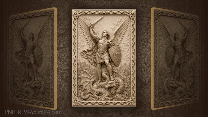 Winged warrior defeats monstrous serpent 3d STL model