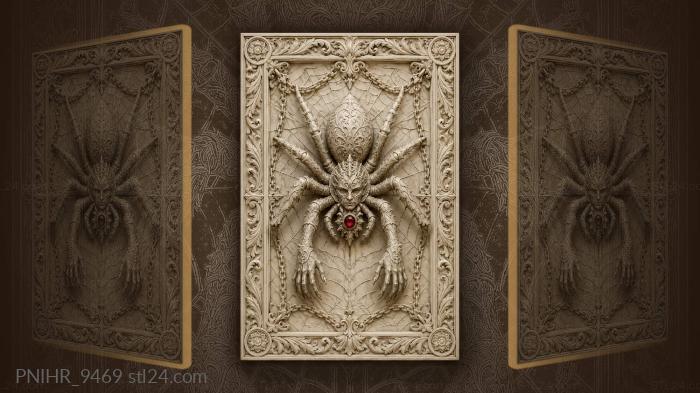 Black spider with ruby gemstone 3d STL model