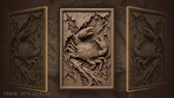 Crab breaking through stone texture 3d STL model
