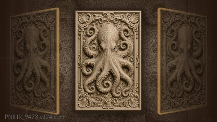 Majestic octopus head with swirling tentacles 3d STL model