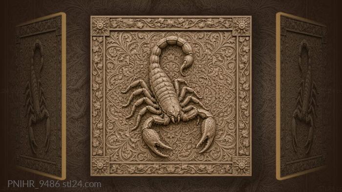 Scorpion in geometric flower pattern 3d STL model