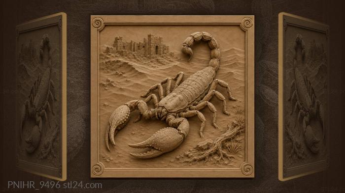 Dunes and a ruin behind the scorpion 3d STL model