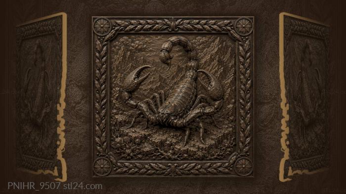 Jagged peaks rising behind the scorpion 3d STL model