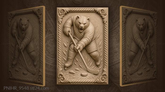 Hockey bear in fierce game 3d STL model