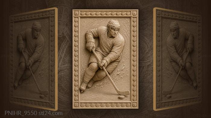 Hockey player in action skating 3d STL model