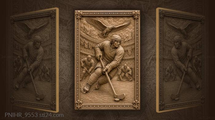 Hockey action with soaring eagle 3d STL model