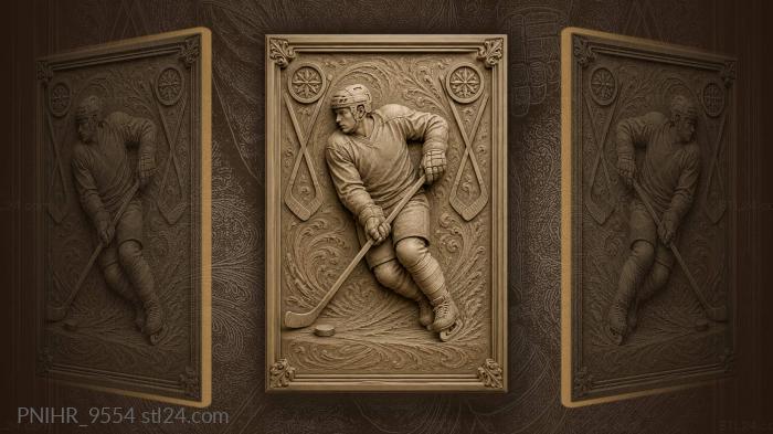 Hockey player with crossed sticks 3d STL model