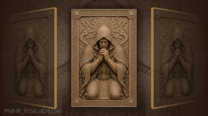 Hooded figure with fiery cracks 3d STL model