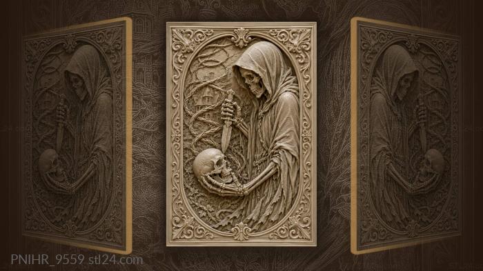 Hooded figure with skull and knife 3d STL model