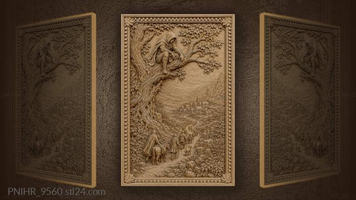 Hooded wanderer valley path village 3d STL model