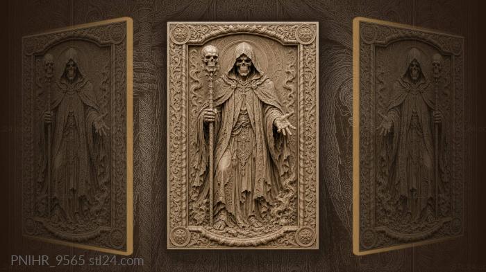 Hooded skeleton with skull staff 3d STL model