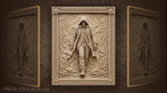 Hooded wanderer among rising flames 3d STL model
