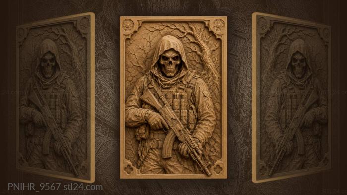Hooded warrior with fiery gaze 3d STL model