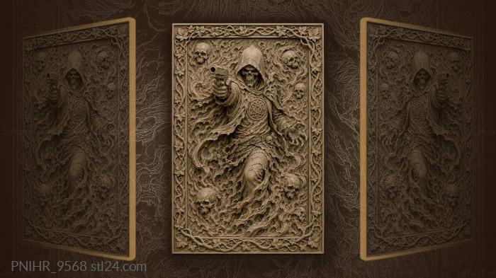 Hooded skull with fiery chaos 3d STL model