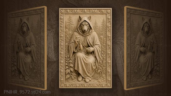 Wolf spirit with spindle and thread 3d STL model