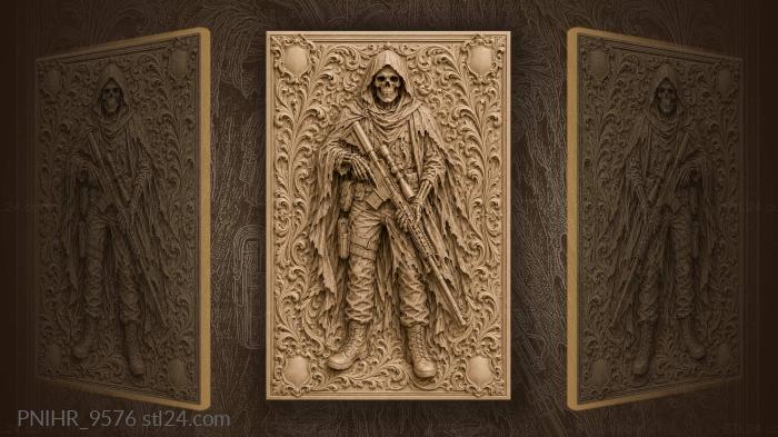 Hooded skeleton with sniper rifle 3d STL model