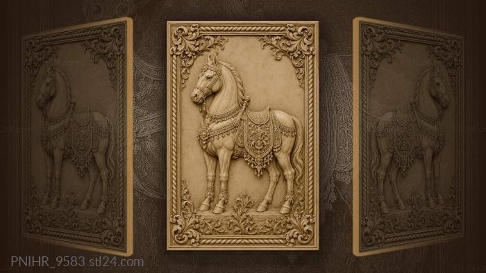 Noble horse with patterned details 3d STL model
