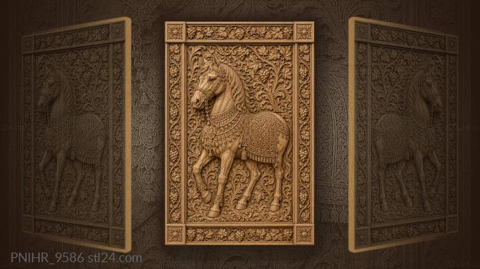 Horse with geometric floral design 3d STL model