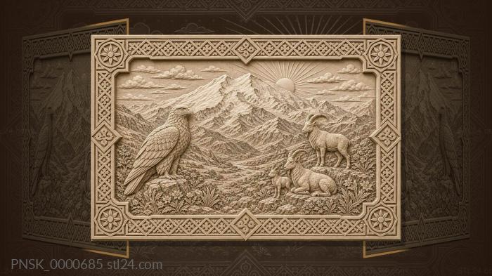Elbrus at dawn - Elbrus and alpine meadows 3d STL model