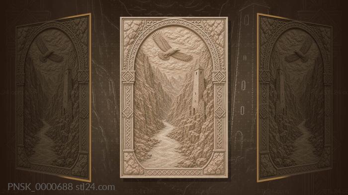 Daryal Gorge - rocks and Terek 3d STL model