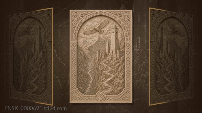 Mountain Ingushetia - towers and gorge 3d STL model