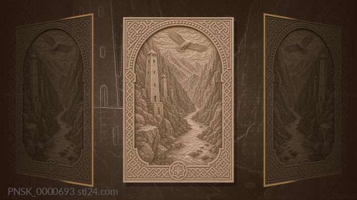 Argun Gorge - towers and river 3d STL model