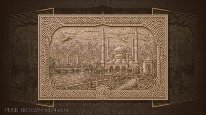Grozny - mosque and river 3d STL model