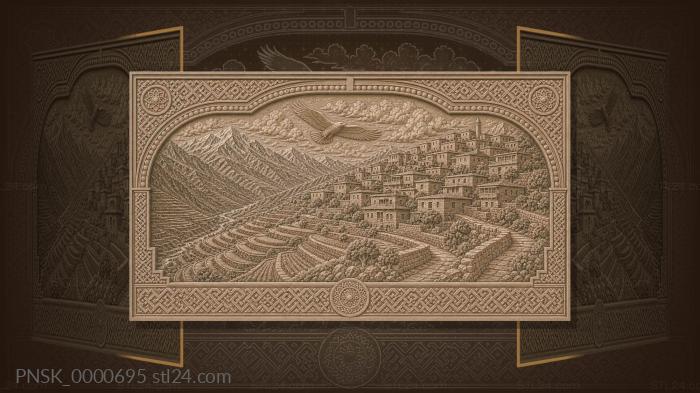 Dagestan terraces - village and terraces 3d STL model