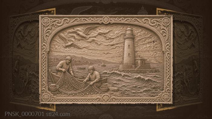 Caspian lighthouse - lighthouse and Caspian Sea 3d STL model