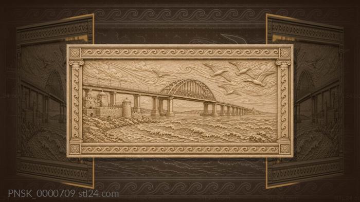 Kerch Strait - bridge and sea 3d STL model