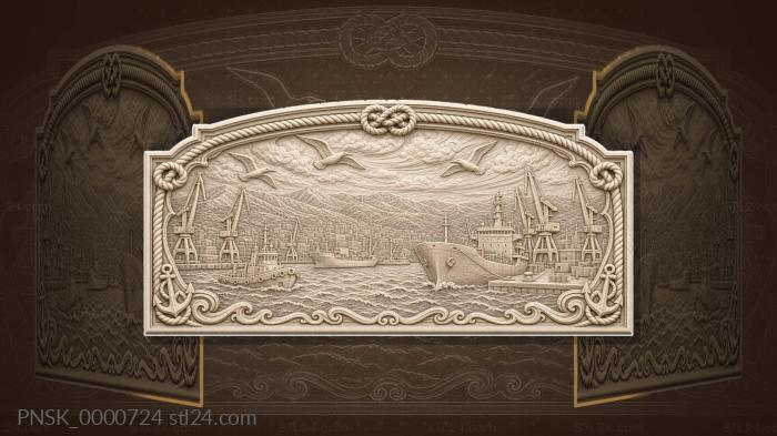 Novorossiysk port - ships and bay 3d STL model