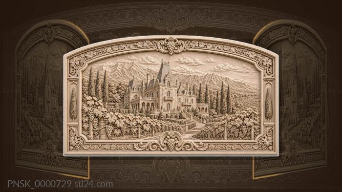 Massandra - palace and cypress trees 3d STL model