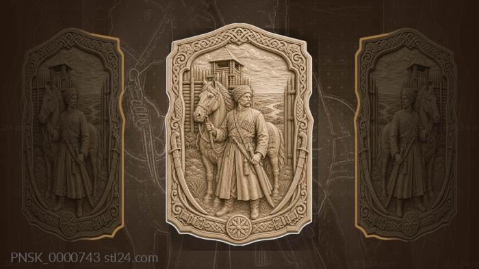 Cossack Outpost - Cossack at the gate and horse 3d STL model