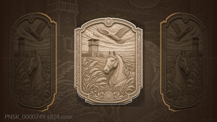 Steppe Outpost - watchtower and horse 3d STL model