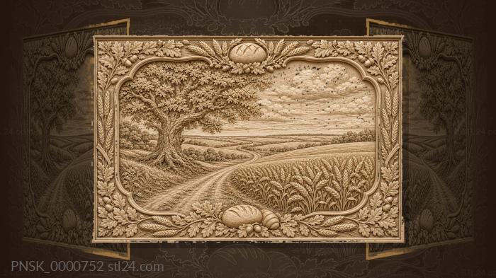 Russian black soil - wheat and oak 3d STL model