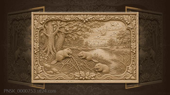 Voronezh oak grove - oaks and beavers 3d STL model