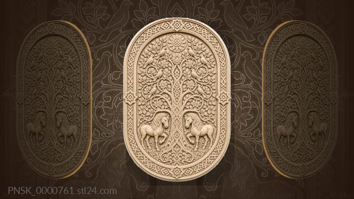 Mordovian tree - tree of life and horses 3d STL model