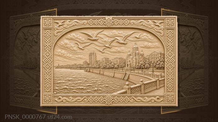 Volga near Cheboksary - ​​river and embankment 3d STL model