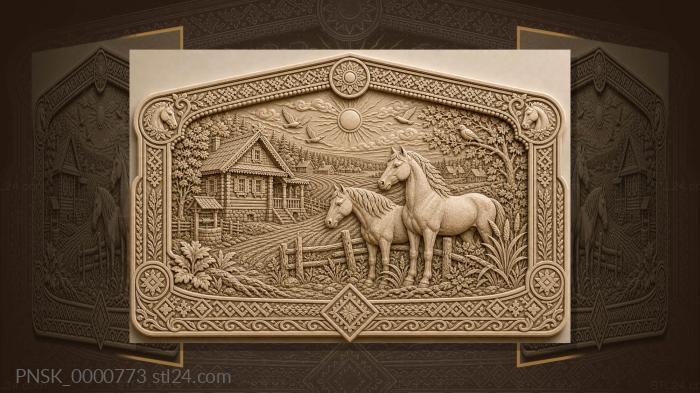 Udmurt village - hut and fields 3d STL model
