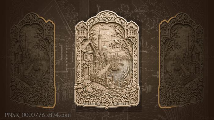 Old Tatar Settlement - wooden houses and mosque 3d STL model