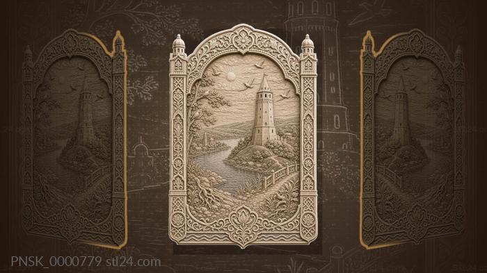 Elabuga Tower - tower and river 3d STL model